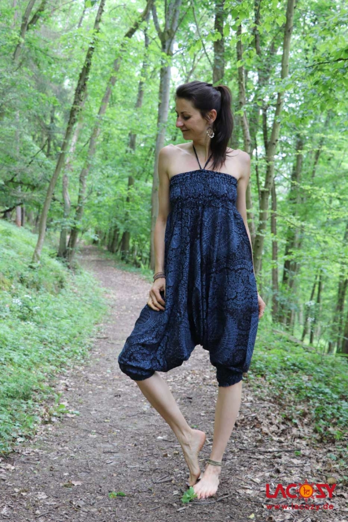 Haremshose Hosenkleid mit Mandalamuster Dunkelblau | Schwarz – Bild 3